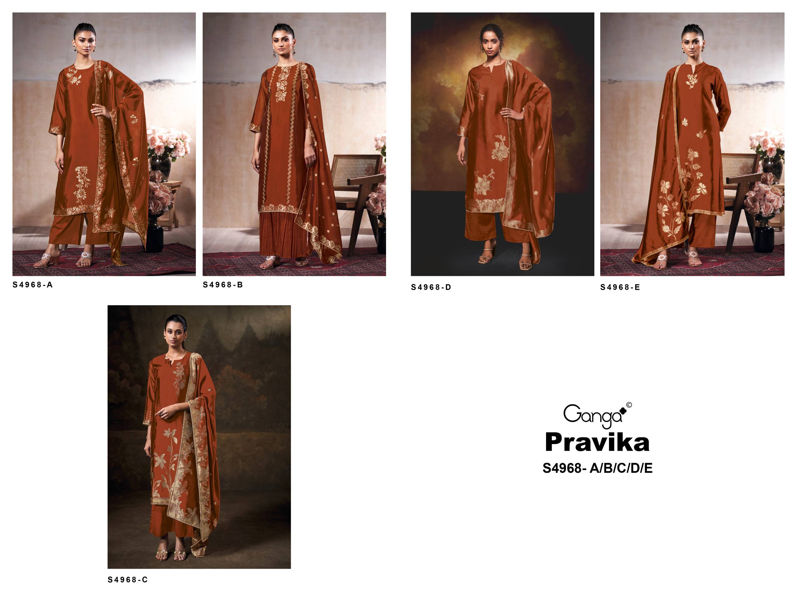 PRAVIKA 4968 SERIES By GANGAFASHION Stylish Beautiful Colourful Silk Dresses At Wholesale Price